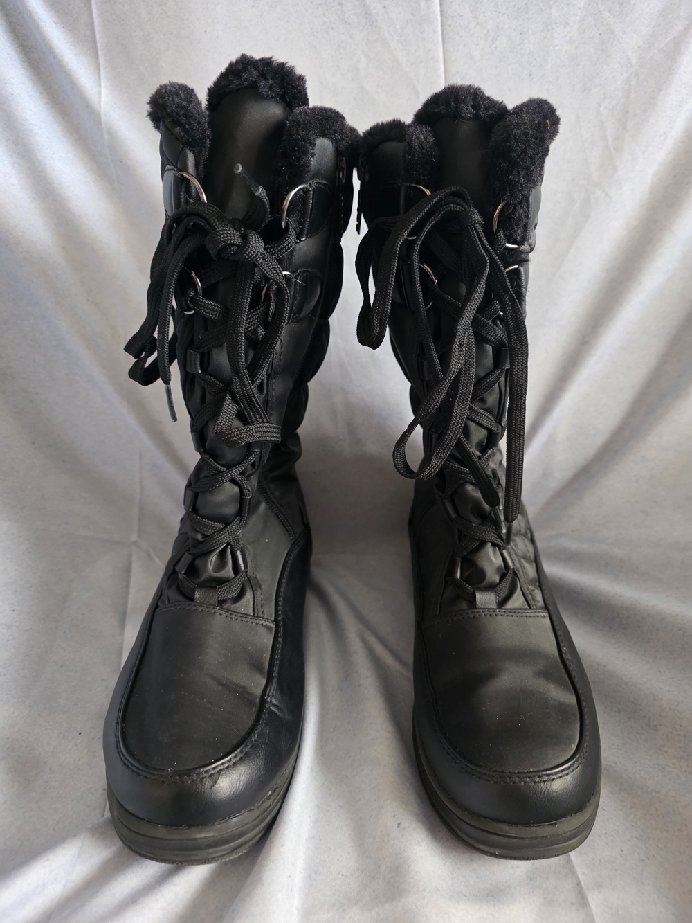 totes Black Insulated Lace-Up Winter Boots with Side Zip